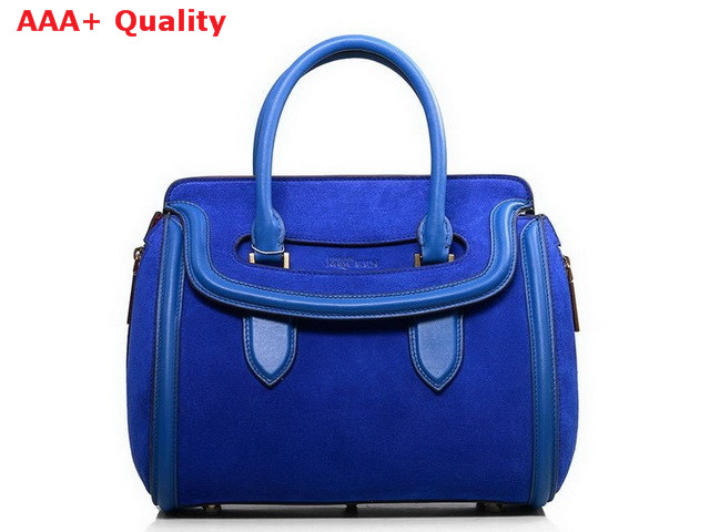 Alexander McQueen Heroine Large Tote Bag Blue Suede Leather for Sale