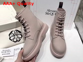 Alexander McQueen Hybrid Lace Up Boot in Pink Calfskin with Sheepskin Interior Replica