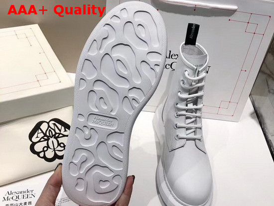 Alexander McQueen Hybrid Lace Up Boot in White Calfskin with Sheepskin Interior Replica