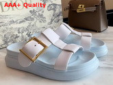 Alexander McQueen Hybrid Slide in White with Light Blue Oversized Rubber Sole Replica