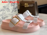 Alexander McQueen Hybrid Slide in White with Pink Oversized Rubber Sole Replica