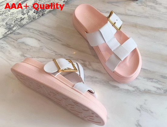 Alexander McQueen Hybrid Slide in White with Pink Oversized Rubber Sole Replica