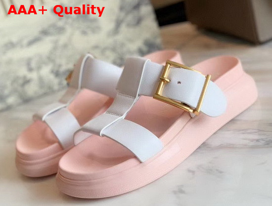 Alexander McQueen Hybrid Slide in White with Pink Oversized Rubber Sole Replica