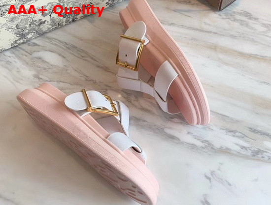 Alexander McQueen Hybrid Slide in White with Pink Oversized Rubber Sole Replica