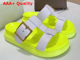 Alexander McQueen Hybrid Slide in White with Yellow Oversized Rubber Sole Replica