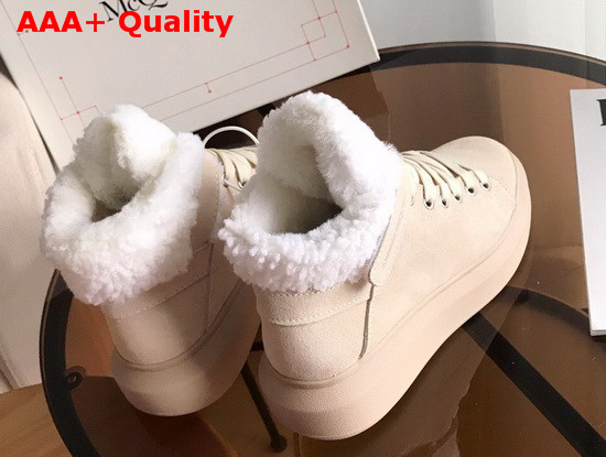 Alexander McQueen Oversized Sneaker Boot in Beige Suede and Shearling Lining Replica