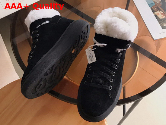 Alexander McQueen Oversized Sneaker Boot in Black Suede and Shearling Lining Replica