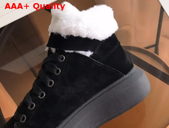 Alexander McQueen Oversized Sneaker Boot in Black Suede and Shearling Lining Replica