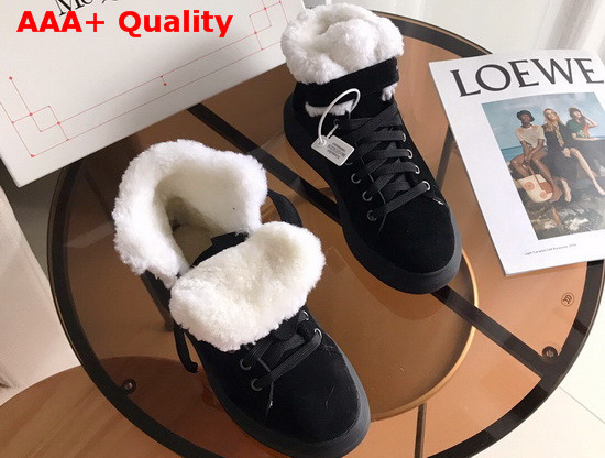 Alexander McQueen Oversized Sneaker Boot in Black Suede and Shearling Lining Replica