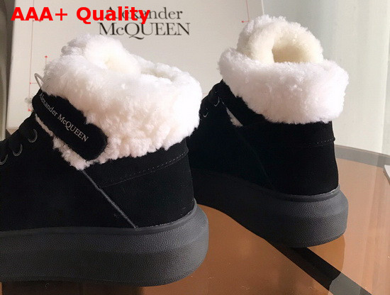 Alexander McQueen Oversized Sneaker Boot in Black Suede and Shearling Lining Replica