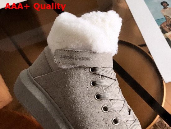 Alexander McQueen Oversized Sneaker Boot in Grey Suede and Shearling Lining Replica