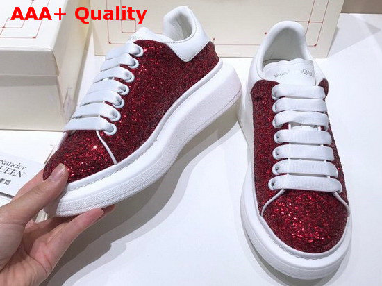 Alexander McQueen Oversized Sneaker Dark Red Glitter Replica