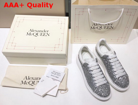 Alexander McQueen Oversized Sneaker Silver Glitter Replica