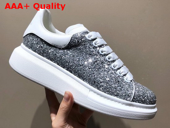 Alexander McQueen Oversized Sneaker Silver Glitter Replica