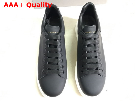 Alexander McQueen Oversized Sneaker in Black Smooth Calf Leather with White Sole Replica