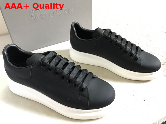 Alexander McQueen Oversized Sneaker in Black Smooth Calf Leather with White Sole Replica