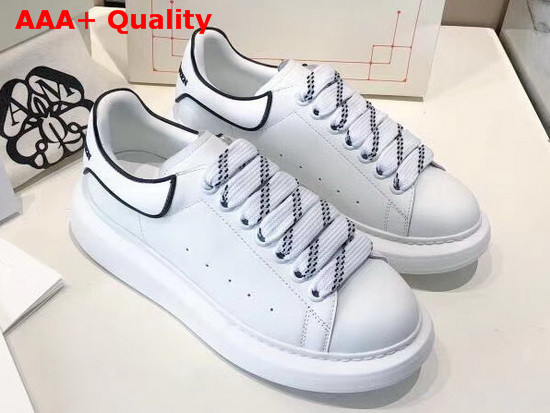 Alexander McQueen Oversized Sneaker in White Calf Leather with Black Trim Replica