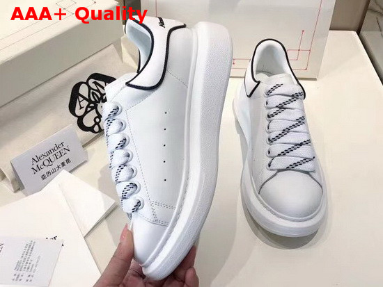 Alexander McQueen Oversized Sneaker in White Calf Leather with Black Trim Replica