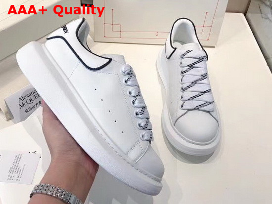 Alexander McQueen Oversized Sneaker in White Calf Leather with Black Trim Replica