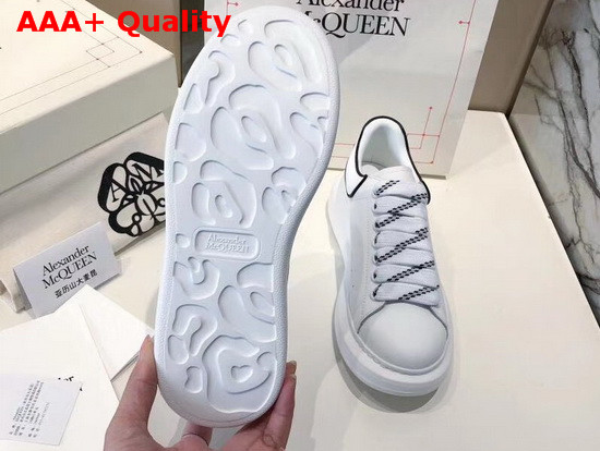 Alexander McQueen Oversized Sneaker in White Calf Leather with Black Trim Replica