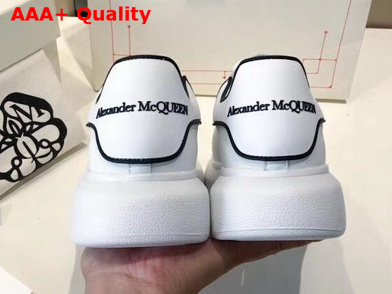 Alexander McQueen Oversized Sneaker in White Calf Leather with Black Trim Replica