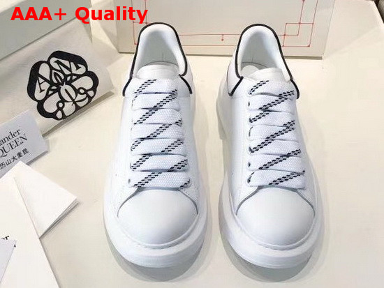 Alexander McQueen Oversized Sneaker in White Calf Leather with Black Trim Replica