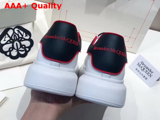 Alexander McQueen Oversized Sneaker in White Calf Leather with Black and Red Trim Replica