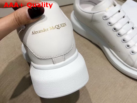 Alexander McQueen Oversized Sneaker in White Calf Leather with Mickey Mouse Print Replica