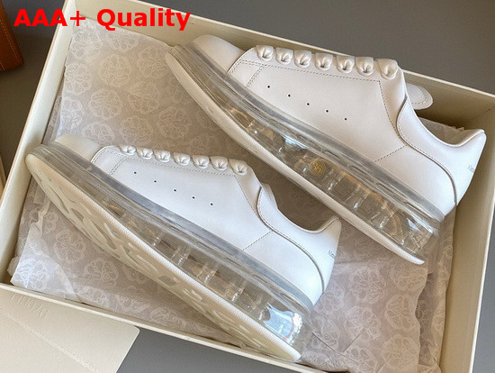 Alexander McQueen Oversized Sneaker in White Calfskin with Transparent Sole Replica