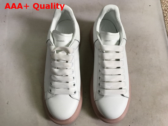 Alexander McQueen Oversized Sneaker in White Smooth Calf Leather with Nude Sole Replica