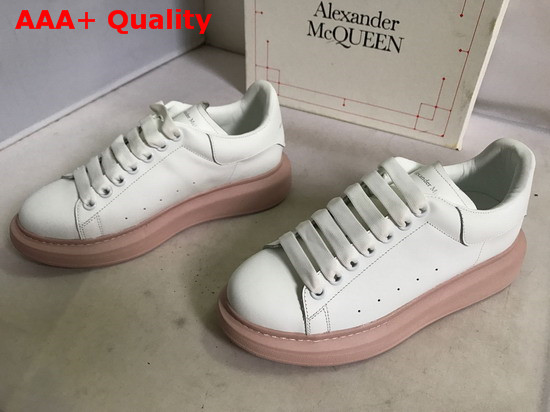 Alexander McQueen Oversized Sneaker in White Smooth Calf Leather with Nude Sole Replica