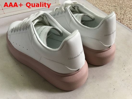 Alexander McQueen Oversized Sneaker in White Smooth Calf Leather with Nude Sole Replica