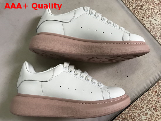 Alexander McQueen Oversized Sneaker in White Smooth Calf Leather with Nude Sole Replica