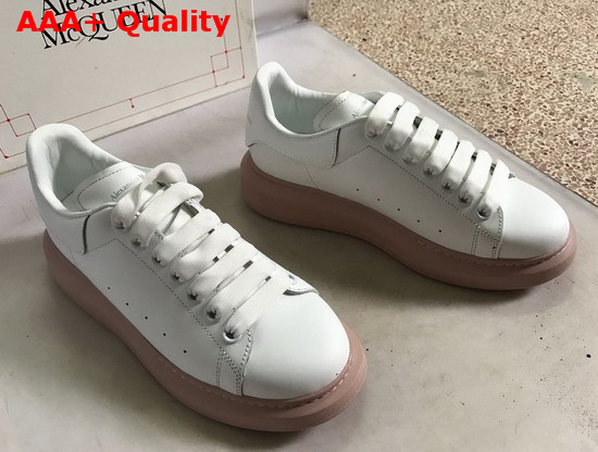 Alexander McQueen Oversized Sneaker in White Smooth Calf Leather with Nude Sole Replica