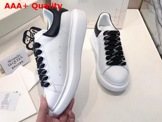 Alexander McQueen Oversized Sneaker in White with Black Trim Replica