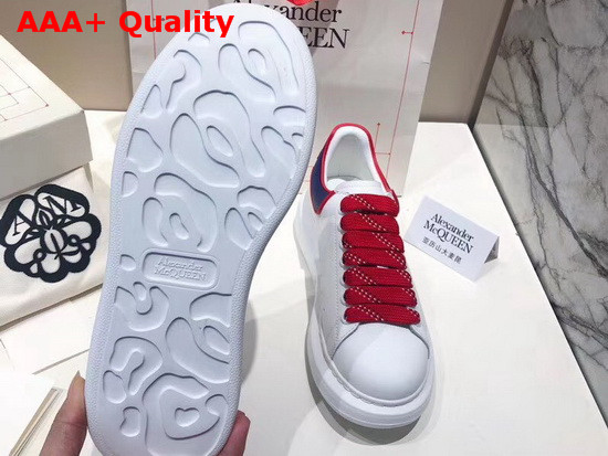 Alexander McQueen Oversized Sneaker in White with Blue and Red Trim Replica