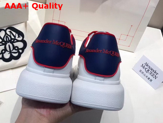 Alexander McQueen Oversized Sneaker in White with Blue and Red Trim Replica