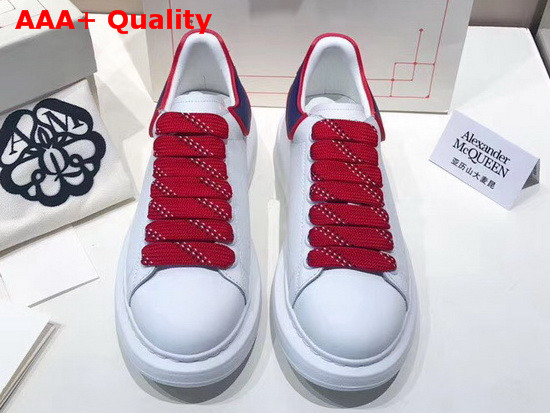 Alexander McQueen Oversized Sneaker in White with Blue and Red Trim Replica