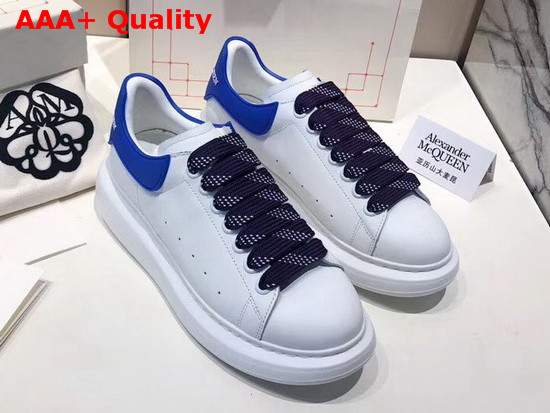 Alexander McQueen Oversized Sneaker in White with BlueTrim Replica