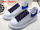 Alexander McQueen Oversized Sneaker in White with BlueTrim Replica