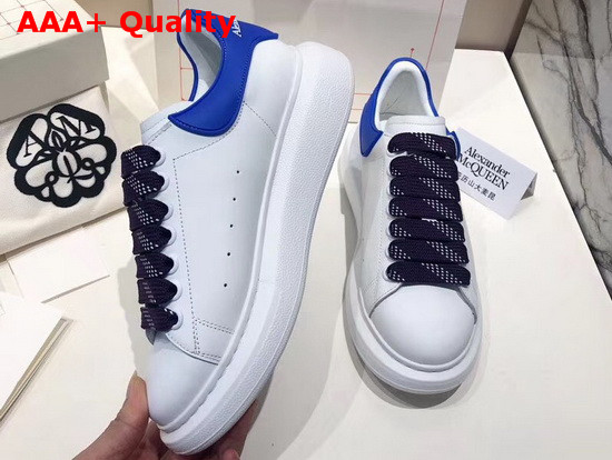 Alexander McQueen Oversized Sneaker in White with BlueTrim Replica