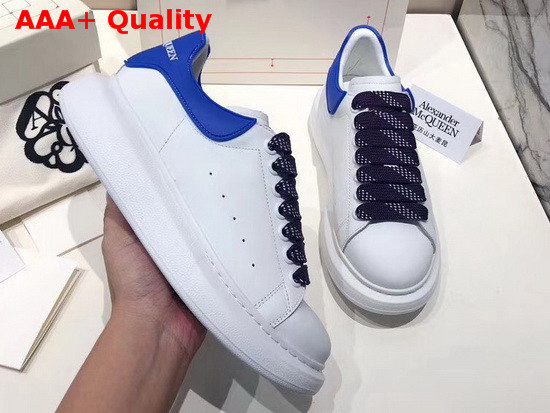 Alexander McQueen Oversized Sneaker in White with BlueTrim Replica