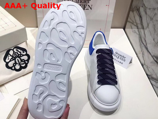 Alexander McQueen Oversized Sneaker in White with BlueTrim Replica