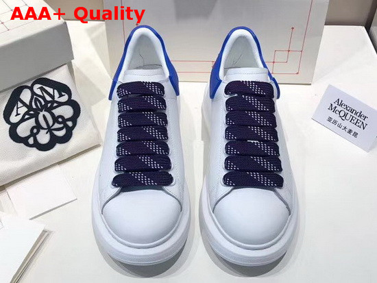 Alexander McQueen Oversized Sneaker in White with BlueTrim Replica