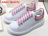 Alexander McQueen Oversized Sneaker in White with Pink Trim Replica