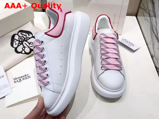 Alexander McQueen Oversized Sneaker in White with Pink Trim Replica