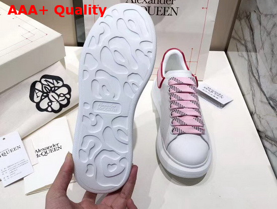 Alexander McQueen Oversized Sneaker in White with Pink Trim Replica