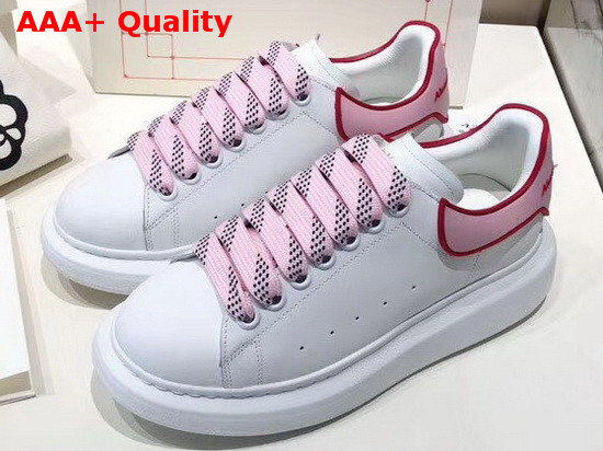 Alexander McQueen Oversized Sneaker in White with Pink Trim Replica