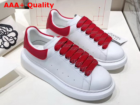 Alexander McQueen Oversized Sneaker in White with Red Trim Replica