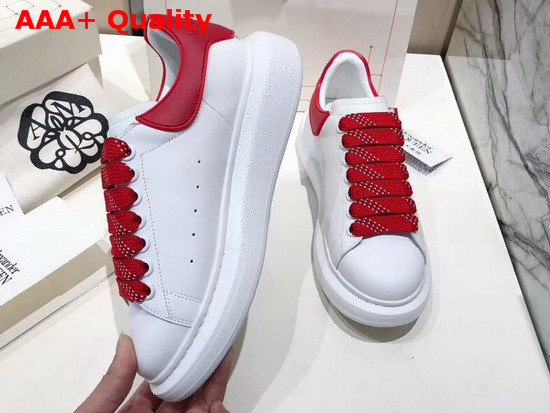 Alexander McQueen Oversized Sneaker in White with Red Trim Replica